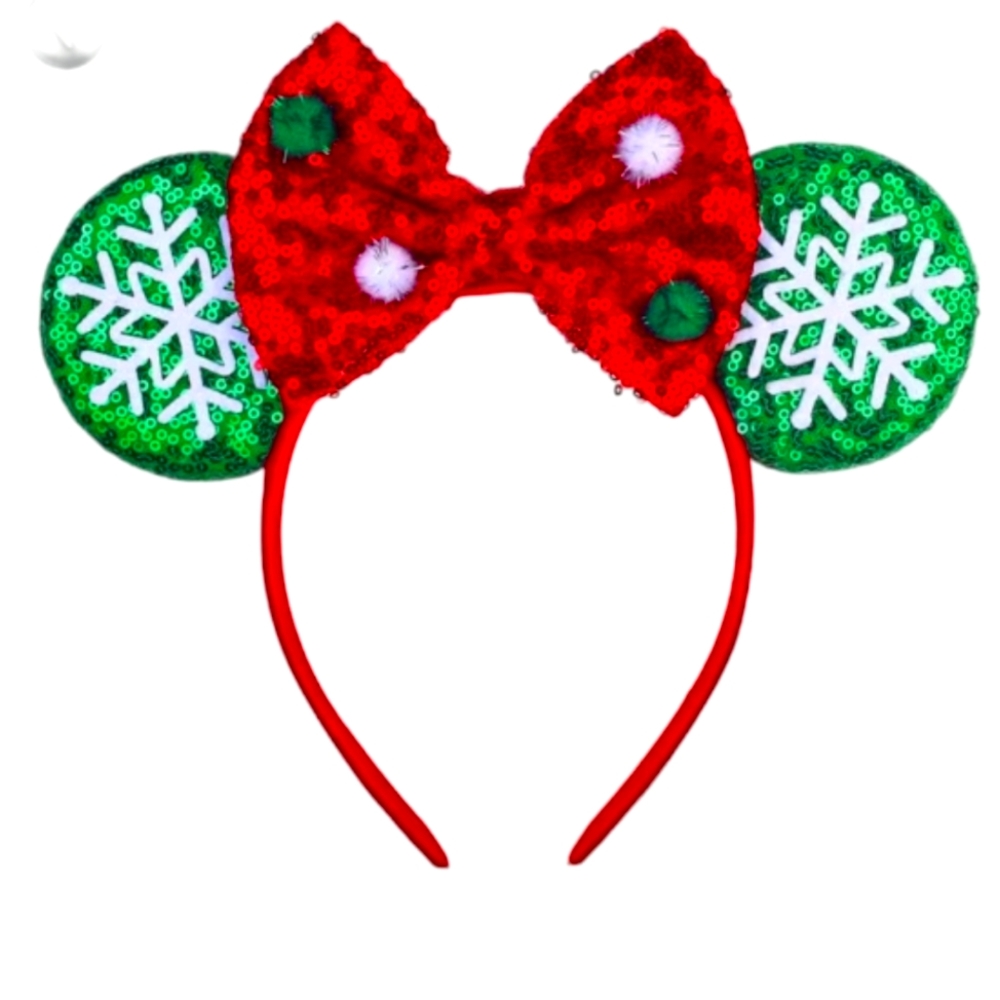 NEW Minnie Mouse ears, headband, Holiday theme, sequins